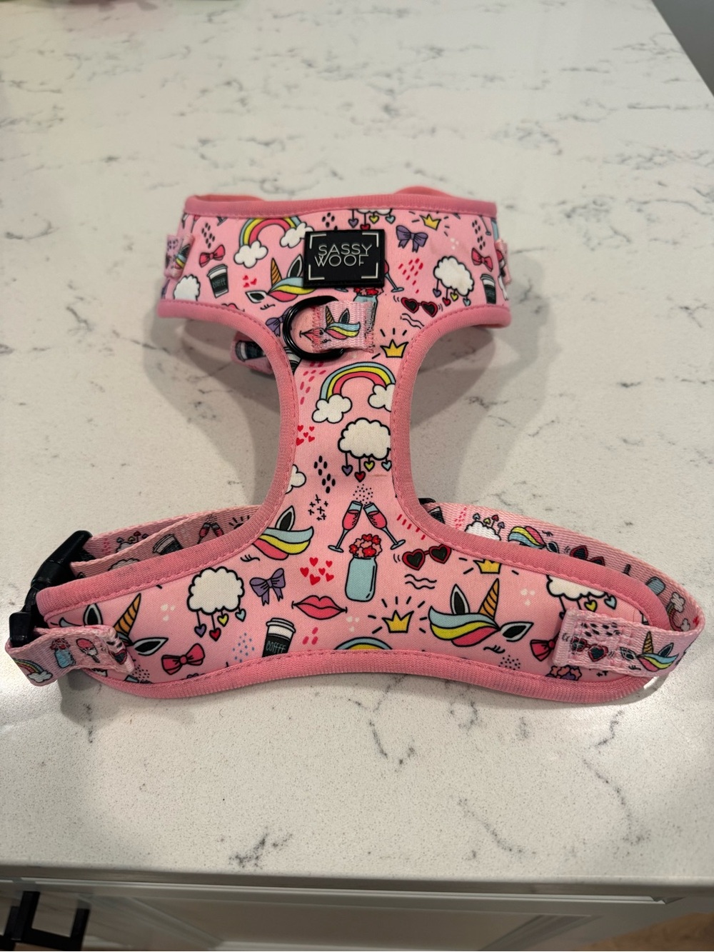 Sassy Woof Pink Unicorn Print Dog Harness - Medium